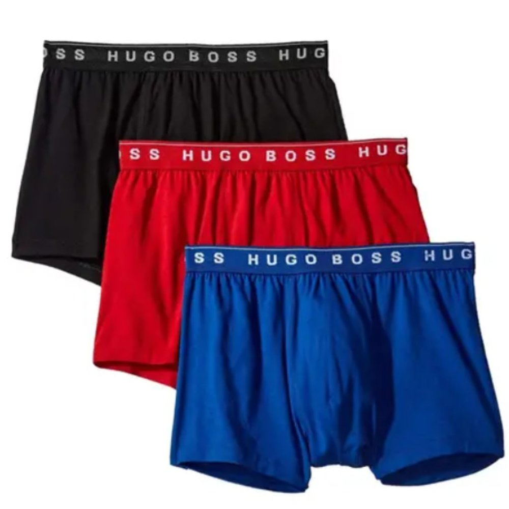Hugo BOSS Boxer Briefs 3 Pack Pure Cotton Blue Red - New In Box